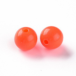 Orange Red Opaque Acrylic Beads, Round, Orange Red, 12x11mm, Hole: 1.8mm, about 566pcs/500g