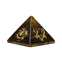Тигровый глаз Натуральный тигровый глаз оргонит пирамида дисплей украшения, с символом, фигурка для украшения дома, энергетический камень рейки для исцеления, 30.5x30.5x24.5 мм