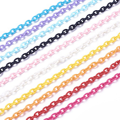 Mixed Color ABS Plastic Cable Chains, Oval, Mixed Color, 14.96 inch~15.35 inch(38~39cm), 5.5~6mm