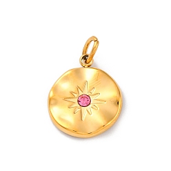 Light Rosaline AB 304 из нержавеющей стали горный хрусталь подвески, ионное покрытие (ip), плоско-круглые, реальный 14 k позолоченный, светлый розалин аб, 18.5x15.5x2.5 мм