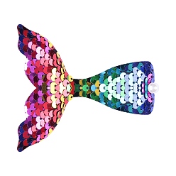 Colorful Mermaid Tail Shape Plastic Sequin/Paillette Alligator Hair Clip, with Iron Findings, Children Hair Accessories for Girls, Colorful, 100x90mm