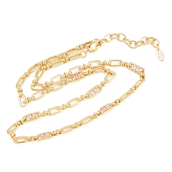 Pink 5ММ латунная цепочка с овальными звеньями, инкрустированная кубическим цирконием, без кадмия и без свинца, стойки покрытие, долговечный, реальный 18 k позолоченный, розовые, 18.11 дюйм (46 см)