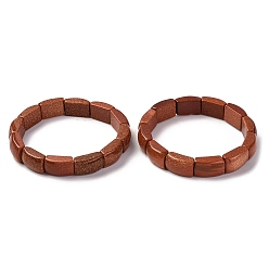 Камень с Пылевым Золотом Эластичные браслеты из синтетического золотого камня для женщин и мужчин, бамбук, внутренний диаметр: 2-3/8 дюйм (6.15 см), бусина : 10.5~11x16.5~17.5x6.5~7 mm