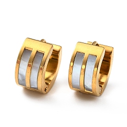 Золотой Массивные прямоугольные серьги-кольца из натуральных ракушек, 304 женские украшения из нержавеющей стали, золотые, 7x13.5 мм, штифты : 1 мм