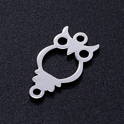 Stainless Steel Color 201 Stainless Steel Links connectors, Owl, Stainless Steel Color, 16x9x1mm, Hole: 1.2mm