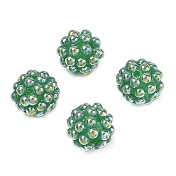Sea Green Opaque Acrylic Beads, Berry Besds, Round, with ABS Simulated Pearl, AB Color Plated, Sea Green, 20x19~19.5mm, Hole: 3mm