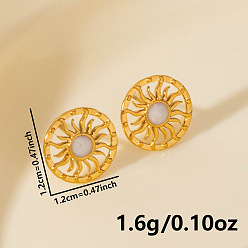 Золотой 304 серьги из нержавеющей стали, с эмалью, золотые, 12x12 мм