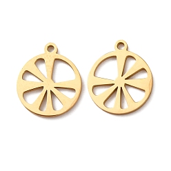 Золотой Полые 304 из нержавеющей стали кулоны, очарование дольки лимона, золотые, 13x11x1 мм, отверстие : 1 мм
