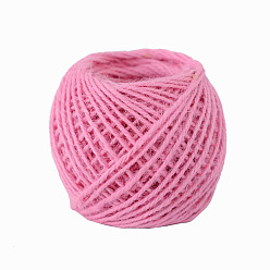 Hot Pink 50M Jute Cord, Round, for Gift Wrapping, Party Decoration, Hot Pink, 2mm, about 54.68 Yards(50m)/Roll
