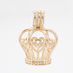 Light Gold Подвески латуни медальон, подвески для клеток, без кадмия, без никеля и без свинца, полый, корона, золотой свет, 18x13.5x12 мм, отверстие : 4.5x3 мм, внутренней меры: 9x11 мм