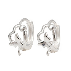 Посеребрённый Латунная фурнитура для хооп серег, без кадмия и без свинца, сердце, 925 серебро покрытием, 16.5x14x8 мм, отверстие : 1.8 мм, штифты : 1 мм