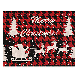 Tartan Christmas Theme Linen Insulation Pad, Restaurant Western Placemat, Rectangle, Tartan, 320x450mm