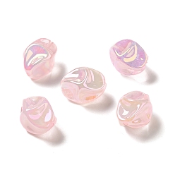 Pink UV Plating Rainbow Iridescent Acrylic Beads, Nuggets, Pink, 18.5x15x13.5mm, Hole: 1.4mm