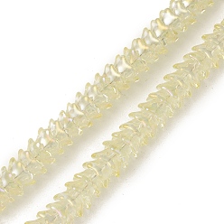 Champagne Yellow Electroplate Transparent Glass Beads Strands, Full Rainbow Plated, Flower, Champagne Yellow, 12x11x7mm, Hole: 1.2mm, about 134pcs/strand, 24.80 inch(63cm)