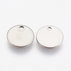 Stainless Steel Color 304 Stainless Steel Stamping Blank Tag Pendants, Flat Round, Stainless Steel Color, 10x1mm, Hole: 1.2mm