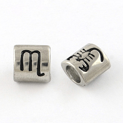 Scorpio Smooth Surface 304 Stainless Steel European Bead, Large Hole Beads, Oval Constellation/Zodiac Sign Style, Scorpio, 9x8.5x6.5mm, Hole: 4.5mm