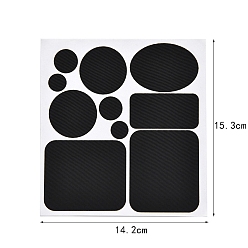 Black Nylon Cloth Self-adhesive/Sew on Patches, Waterproof Fabrics, Costume Accessories, Round, Oval, Square & Rectangle, Black, 153x142mm, 10pcs/sheet