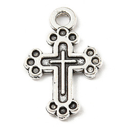 Antique Silver Tibetan Style Alloy Pendant Rhinestone Settings, Cross, Antique Silver, Fit for 1mm Rhinestone, 19x12x1.5mm, Hole: 1.8mm, about 757pcs/500g