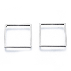 Stainless Steel Color 201 Stainless Steel Linking Rings, Square, Stainless Steel Color, 16x16x1mm, Inner Diameter: 14x14mm