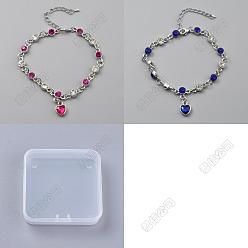 (52) Непрозрачная лаванда 2 шт. 2 цвета браслеты с подвесками в виде сердечек из сплава со стразами, женские браслеты с плоскими круглыми звеньями, разноцветные, 9-1/8 дюйм (23 см), 1 шт / цвет