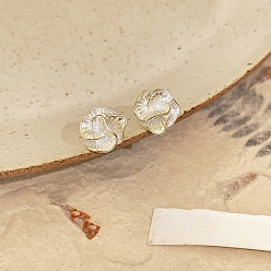 Flower Enamel Stud Earrings, 925 Silver Silver Earrings for Women, Flower, 26x13mm