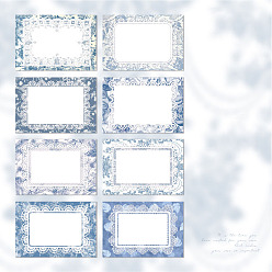 Blue 40Pcs 8 Styles Rectangle Lace Scrapbook Paper, for DIY Album Scrapbook, Background Paper, Diary Decoration, Blue, 125x85mm, 5pcs/style