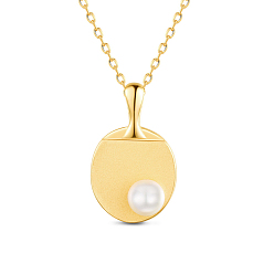 Doré  Colliers à pendentif en argent sterling shegrace 925, avec perles d'eau douce de perles, perles de sport, Ping-pong, or, 15.7 pouce (40 cm)
