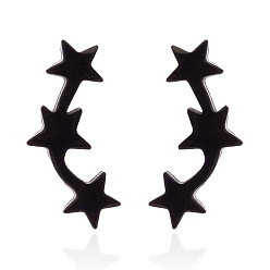 black Chic and Versatile Star Stud Earrings for Women - Perfect for Students!