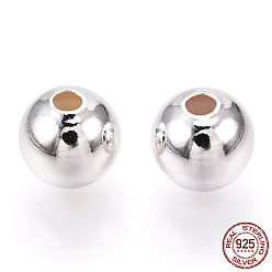 Argent 925 perles en argent sterling, ronde, argenterie, 8x7.5mm, Trou: 2mm