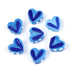 Королевский синий Непрозрачные нити бусин лэмпворк ручной работы, сердце, королевский синий, 14.5~15.5x17~18x6.5~7.5 мм, отверстие : 1.5 мм, около 35 шт / нитка, 19.49 дюйм (49.5 см)