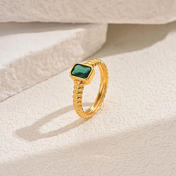 Rectangle Кольца из латуни с кубическим цирконием для женщин, прямоугольные, размер США 7 (17.3 мм)