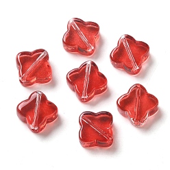 Red Transparent Glass Beads, Rhombus, Red, 11.5x11.5x4.5mm, Hole: 1.2mm