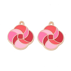 Pink Стойки обшивки сплава эмали подвески, без кадмия, без никеля и без свинца, цветочный шарм, розовые, 28.5x25x2 мм, отверстие : 1.8 мм