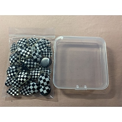 Black 40Pcs 4 Style Opaque Resin Cabochons, Mixed Shapes with Grid Pattern, Black, 10pcs/style