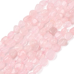 Бледно-Розовый Природного розового кварца нитей бисера, самородки, упавший камень, розовый жемчуг, 6~8x8~10x3~8 мм, отверстие : 1 мм, около 50 шт / нитка, 15.55'' (39.5 см)
