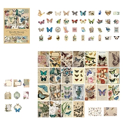 Butterfly Scrapbook Paper and Sticker Kit, for DIY Album Scrapbook, Background Paper, Diary Decoration, Butterfly, 60~90x60~100mm, 100pcs/set