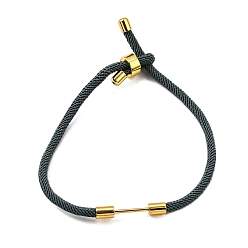 Темно-серый Плетеный браслет из нейлонового шнура, с латунной фурнитурой , реальный 18 k позолоченный, темно-серый, 9-1/2 дюйм (24 см), ссылка: 24x4 mm