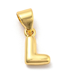 Letter L Brass Charms, Real 18K Gold Plated, Long-Lasting Plated, Lead Free & Cadmium Free, Letter Charm, Letter L, 9.5x6x2.5mm, Hole: 5x3.5mm