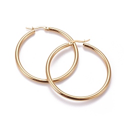 Golden 201 Stainless Steel Big Hoop Earrings, with 304 Stainless Steel Pin, Hypoallergenic Earrings, Ring Shape, Golden, 46x3mm, 9 Gauge, Pin: 0.7x1mm