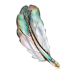 Shell Abalone Shell/Paua Shell Feather Shape Lapel Pin, Creative Brooch for Women, 57x32mm