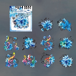 Light Sky Blue 10Pcs Iridescent Musical Not Leaf PET Waterproof Self Adhesive Stickers, Maple Leaf Decals for DIY Scrapbooking, Photo Album Decoration, Light Sky Blue, 60x60mm