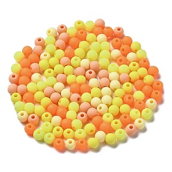 Orange Frosted Opaque Acrylic Beads, Round, Orange, 6mm, Hole: 2mm, about 4545pcs/500g