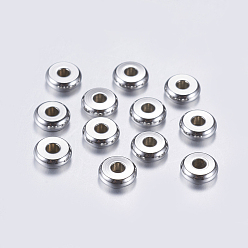 Stainless Steel Color 304 Stainless Steel Spacer Beads, Flat Round, Stainless Steel Color, 6x2mm, Hole: 1.8mm