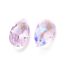 Розовый Стеклянные стразы подвески, граненые, слеза, светло-розовый, 16x9x5.5 мм, отверстие : 1.4 мм