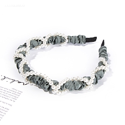 Зеленый Ткань ленты для волос, с имитацией жемчуга, резинки для волос для женщин девочек, зелёные, 150x130x20 мм