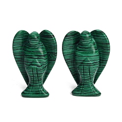 Malachite Figurines d'anges sculptées en malachite synthétique, cadeau de pierre énergétique feng shui pour la décoration de bureau à domicile, 35~38x18.5~20x50~53mm