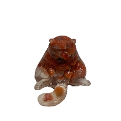 Red Agate Resin Cat Figurines, with Natural Red Agate Chips inside Statues for Home Office Decorations, 25x30x30mm