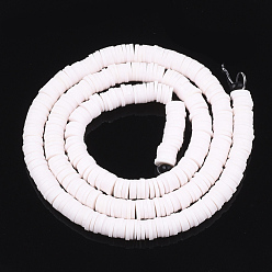 PapayaWhip Flat Round Handmade Polymer Clay Bead Spacers, PapayaWhip, 3x1mm, Hole: 1mm, about 380~400pcs/strand, 17.7 inch