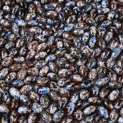 Сиена Бисер из стекла , овальные, два тона, цвет охры, 9~9.5x6~6.5 мм, отверстие : 1.3~1.5 мм, Около 1058 шт / фунт