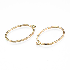 Light Gold Alloy Open Back Bezel Pendants, For DIY UV Resin, Epoxy Resin, Pressed Flower Jewelry, Cadmium Free & Lead Free, Oval, Light Gold, 35x22x1.8mm, Hole: 1.6mm